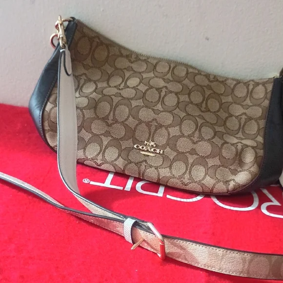 Coach Signature Tan and Brown Shoulder Bag - Picture 9 of 9